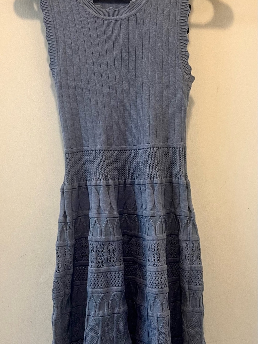 Sleeveless Knit Mini Dress in Dusty Blue